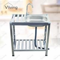 ราคา Vliving ซิ้งค์ล้างจาน อ่างล้างจาน สแตนเลส 2ชั้น กลาง โครงสแตนเลสขาเงา (24468833159)