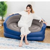ราคา ♛-❀หนา flocking Inflatable โซฟาแบบพกพา Air Cushion เตียง Leisure ขี้เกียจพับกลางแจ้งโซฟาแบบพกพา (25954630959)