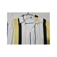 ราคา ส่งต่อ!! เสื้อเชิ้ตลายทางตั้ง เหลืองดำขาว (28091617731)