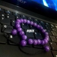 ราคา Ungu สร้อยข้อมือหยกสีม่วงธรรมชาติแท้หยกสีม่วง 8 มม.ผู้ชายผู้หญิง/สุขภาพ Mantra Om Mani Padme Hum (26415209455)