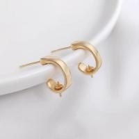 ราคา ต่างหูรูปตัว C สไตล์มินิมอล สีทอง ทำจากทองเหลืองชุบทอง 14K (47959089922)