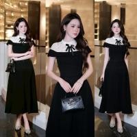 ราคา Ticha เดรสยาวสีดำคอตั้งแขนกุด ดีเทลช่วงอกแต่งผ้าลูกไม้สีขาวซีทรูคลุมไหล่ มีกระเป๋าทั้ง 2 ใช้งานได้ (44025864019)