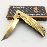 ราคา Everdayitems 0050300307 มีดสปริงBrowning 2017A มีดเดินป่า มีดพก มีดพับ สีทอง Stainless steel (1523831074)