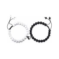ราคา หัวใจถักสีขาวสน มีน้ําค้างแข็ง สร้อยข้อมือหินธรรมชาติลูกปัดคู่รักแม่เหล็กหัวเข็มขัดสร้อยข้อมือถัก 412 (44658732644)