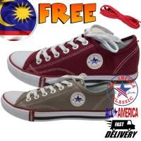 ราคา ALL AMERICA / Kasut รองเท้าผ้าใบ Maroon รองเท้าผ้าใบผู้หญิงผู้ชาย / All Star Converse Maroon (47007355070)