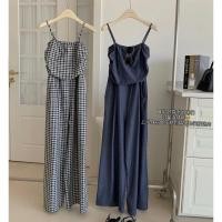 ราคา จั๊มสูทสายเดี่ยวขายาว สม็อคด้านหลัง (18272642702)