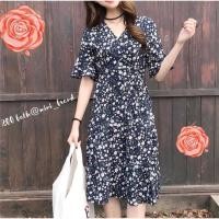 ราคา ♥️dress navyลายดอกไม้สีน้ำเงิน (7700595675)