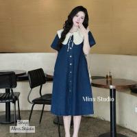 ราคา [Minnstudio] เดรสยีนส์ทรงเอคอปกบัวสีขาว ชุดคลุมท้องทรงหลวมใส่ทํางานหรือออกงานก็สวย - กระโปรงบอส (28188770388)