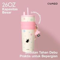 ราคา [ของขวัญฟรี] CIVAGO (26oz/768ml) แก้วกาแฟสแตนเลสทนความร้อนพร้อมเคลือบเซรามิกลายจุด​ (56956267470)