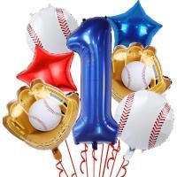 ราคา เบสบอล 1st Birthday Party บอลลูน,32 นิ้ว Navy Blue ฟอยล์หมายเลข 1 บอลลูน, ธีมกีฬาเบสบอลถุงมือฟอยล์บอลลูนสําหรับ Rookie of the Year First Birthday ตกแต่ง Supplie 8 ชิ้น (55009185317)