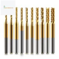 ราคา [posthouse]End Mill ชุด,10 ชิ้น Titanium Coat End Mill,1/8 นิ้ว Shank 0.6-1.5 มม.Micro-Type End Mill แกะสลัก Bits CNC Router Bits (49156172973)