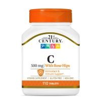 ราคา 21st Century Vitamin C 500 mg & Rose Hips (110Tablets) วิตามินซี & โรสฮิป (55951063450)