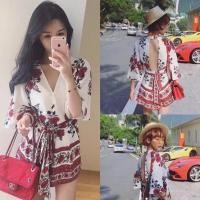 ราคา จั้มสูทขาสั้นลายดอก มีเชือกผูกเอว เปิดหลังนิดๆ (14051905359)