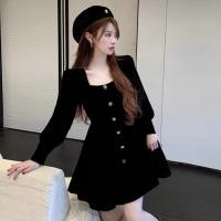 ราคา เดรสดํา กระโปรงทรงเอ ชุดราตรีชุดเดรสยาว น่ารักสไตล์เกาหลี เสื้อผ้าแฟชั่นผู้หญิง ชุด สีเขียว แฟชั่น (41679297606)