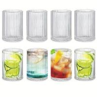 ราคา KEMORELA เครื่องแก้วยาง 8 ชิ้น, ถ้วยแก้ว, แก้วน้ําวินเทจ, เครื่องแก้ววินเทจ, 9 ออนซ์แถบแนวตั้งแก้วใสเครื่องดื่มกาแฟค็อกเทลวิสกี้น้ําผลไม้ (26258989960)