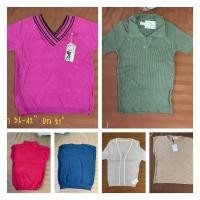 ราคา เสื้อยืด ไหมพรม คอปิน/คอวี/คอปก แขนเต่อ/แขนสั้น ขนาดและสี ตามภาพ (19069742381)