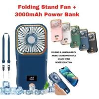 ราคา [Mini Power Bank] Kipas Portable 3000mAh Power Bank USB Folding Mini Fan จอแสดงผลดิจิตอลแขวนคอพัดลม Kipas Mini (44280033703)