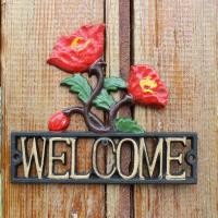 ราคา ป้ายเหล็ก Welcome ดอกโบตั๋น ตกแต่งบ้าน ตกแต่งร้าน สไตล์วินเทจ (15472548566)