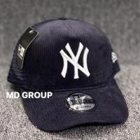 ราคา NY หมวกตาข่ายผ้าลูกฟูกสีกรมท่าสําหรับผู้ชายและผู้หญิง วัสดุผ้าลูกฟูก ทุกขนาด (47609591188)