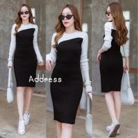 ราคา Address เดรสไหมพรมแขนยาว เล่นสีทูโทนน่ารักๆ ผ้าไหมพรม T-Shirtnista (22102443487)