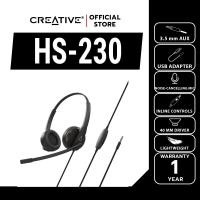 ราคา CREATIVE หูฟัง HS-230 หูฟังเฮดเซ็ต Aux พร้อมUSB Adapter น้ำหนักเบา มีไมโครโฟนตัดเสียงรบกวน (24341378472)