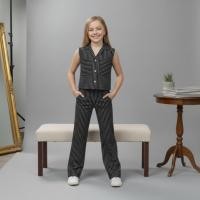 ราคา KEMEJA KATUN SAKARI COTTON STRIPE SHIRT ONESET สําหรับเด็กผู้หญิง อายุ 3-12 ปี (44604439389)