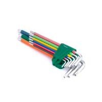 ราคา SATA ประแจ หกเหลี่ยม ตัวแอล ขาว ยาว กันลื่น หัวTorx ท็อค ประแจดาว ประแจ6แฉก มีรู 9 ตัวชุด T10-T50 สีรุ้ง รุ่น 09702CH (43967636772)