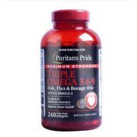 ราคา 240 เม็ด Puritan's Pride Maximum Strength Triple Omega 3-6-9 Fish, Flax & Borage Oils น้ำมันปลา โอเมก้า 3 6 9 จากอเมริกา (5949155711)