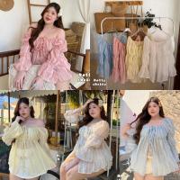 ราคา /NT/ เสื้อปาดไหล่ทรงญาญ่า ไซส์อก38-50 ผ้าโรซี่พิมพ์ลาย บางๆ พริ้วๆ ผูกโบว์อก โทนสีพาสเทล น่ารักมาก #พลัสไซส์ (53306643506)