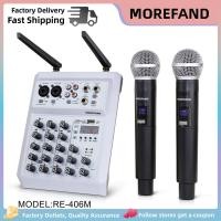 ราคา RE-406M Audio mixer ตัวผสมเสียง MIC - 4 ช่องพร้อมไมค์ไร้สาย 2 ตัวบันทึกเสียงลำโพงขยาย KTV คาราโอเกะ (29636999148)