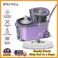 ราคา Worthbuy 360 Easy Spin Mop แผ่นไมโครไฟเบอร์และตะกร้าสแตนเลสมีล้อ (19780110048)