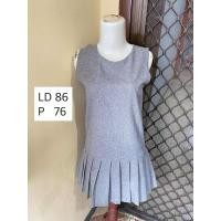 ราคา มินิเดรส เดรสอัดพลีท Plisket เดรสแขนกุดสีเทา - preloved (43853830204)