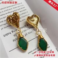 ราคา ต่างหูแฟชั่นดีไซน์หัวใจ สไตล์มรกต ชุบทองคำแท้ (52558945620)