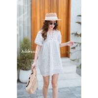 ราคา ทักก่อนสั่งมินิเดรสสีขาว ลูกไม้ฉลุทั้งตัว อก42” Address (20610206476)