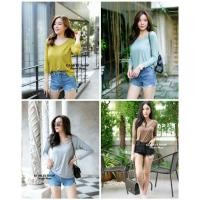ราคา Giant: เสื้อคอวี แขนยาวผ้าเรย่อน 100% เรียบ เก๋ ดูดี แมตซ์ง่ายไม่มี OUT!! (273214405)