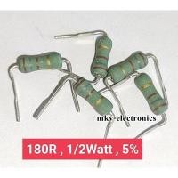 ราคา (20ตัว) 180R , 180โอห์ม Metal Oxide Film Resistor 1/2Watt 1/2วัตต์ (รหัสสินค้า M02162) (21874988210)