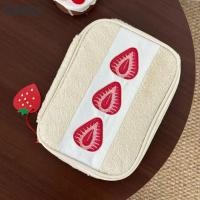 ราคา CACTU กระเป๋าปากกา, Fuzzy Plush Strawberry Sandwich กระเป๋าแต่งหน้า, Kawaii Multi-functional น่ารักปักดินสอ Home Travel (53158983832)