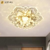 ราคา SOEURS โคมไฟเพดาน LED, โคมระย้าดอกไม้คริสตัลสร้างสรรค์ที่ทันสมัย, กลีบคริสตัลติดตั้งง่าย 9W สปอตไลท์เพดานห้องนอน Study (46359460200)