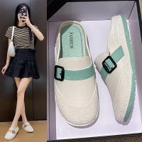 ราคา สไตล์ใหม่ฤดูร้อน Baotou ผู้หญิงรองเท้าเดี่ยวหนา Soled Casual ครึ่งรองเท้าแตะผู้หญิงสวมใส่ด้านนอกแฟชั่น All-Match แบน San (25297970153)
