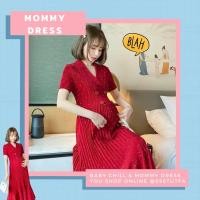 ราคา Mommy Dress ชุดคลุมท้องหญิงตั้งครรภ์อัดพลีทตัวยาว (7693979283)