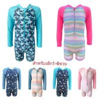 ราคา ชุดว่ายน้ำเด็กแขนยาววันพีช ชุดว่ายน้ำเด็กเล็กกันUV Y04 (19154208711)