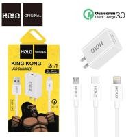 ราคา HOLO UC-68 ปลั๊ก 2in1 เครื่องชาร์จ Qualcomm Quick Charge 3.0 การชาร์จที่รวดเร็ว (6747390845)