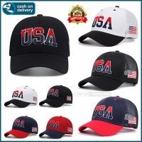 ราคา สไตล์เกาหลี หมวกเบสบอล USA ปักลายตัวอักษร trucker cap การออกแบบตาข่ายระบายอากาศ สําหรับผู้หญิง และผู้ชาย (26030325789)