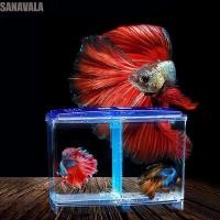 ราคา SANAVALA กล่องแยกปลากัดสองกริดพร้อมหญ้าน้ําตู้ปลาปลากัดกริดเดี่ยว/คู่, กล่องแยกปลากัดพลาสติกใส, กล่องแยกพันธุ์ปลา (55059578672)