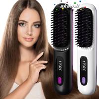ราคา แปรงหนีบผมตรง จะ ชาร์จ ยูเอสบี 3 การตั้งค่าอุณหภูมิหวีร้อนเซรามิก, แสดงอุณหภูมิ นํา แบบพกพา 360°หวีผมอุ่นไฟฟ้าไร้สายป้องกันตะกรันสําหรับผู้หญิง (54058843004)