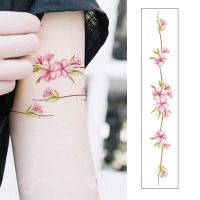 ราคา สติ๊กเกอร์รอยสักชั่วคราวกันน้ําและติดทนนานผู้หญิงมือข้อมือแขนข้อเท้าดอกพีชองุ่น4*20ซม (48758763993)