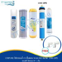 ราคา ชุดไส้กรองน้ำ UNIPURE 5 ขั้นตอน ระบบ Ro 100-150 GPD แถมฟรี ข้อต่อ 2 ชิ้น (24172661272)