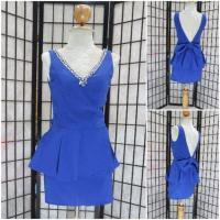 ราคา ราตรีสั้น ปักเพชร สีน้ำเงิน แต่งโบว์ (2779742004)