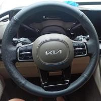 ราคา มือเย็บหนังแท้สีดําพวงมาลัยรถ 100% Fit สําหรับ Kia Carnival IV 2021-2023 อะไหล่รถยนต์ (49058328193)