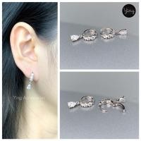 ราคา ต่างหูเพชร CZ ห่วงเล็กเพชรหยดน้ำตุ้งติ้ง✨ (8664884853)